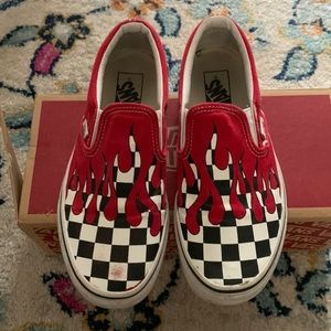 Vans check with flames